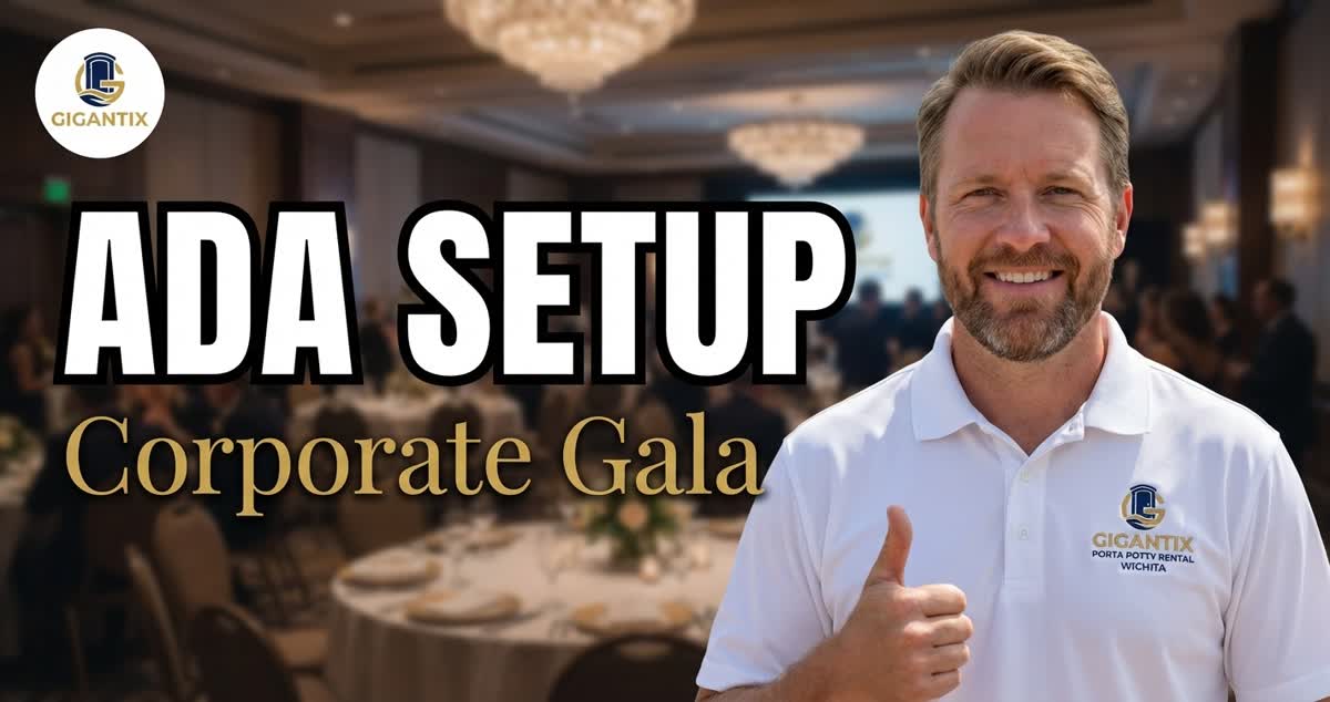 Corporate Gala ADA Restroom Setup by Gigantix Porta Potty Rental Wichita