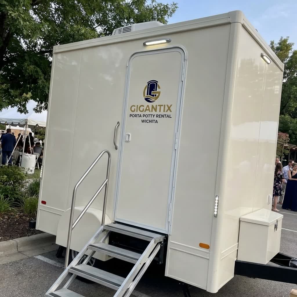 Luxury Restroom Trailer from Gigantix Porta Potty Rental Wichita