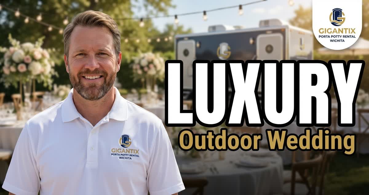 Luxury Restroom Trailer Outdoor Wedding by Gigantix Porta Potty Rental Wichita